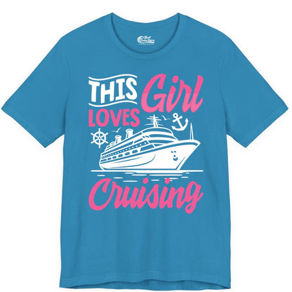 This Girl Loves Cruising Shirt - Fun Cruise Ship Gift for Girls (Premium Tee) in Aqua - This Girl Loves Cruising - Fun Cruise Ship Shirt With Pink Nautical Art
