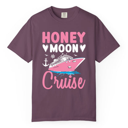 Honeymoon Cruise Shirt - Romantic Nautical Couple Vacation Outfit (Comfort Color) in Berry - Honeymoon Cruise Shirt - Romantic Nautical Hearts Couple Apparel