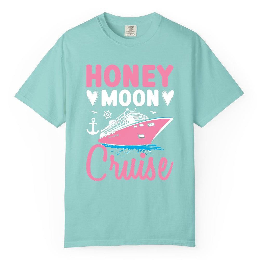 Honeymoon Cruise Shirt - Romantic Nautical Couple Vacation Outfit (Comfort Color) in Chalky Mint - Honeymoon Cruise Shirt - Romantic Nautical Hearts Couple Apparel