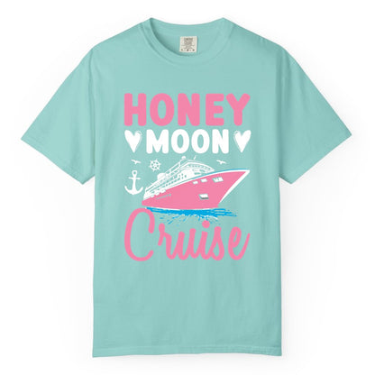 Honeymoon Cruise Shirt - Romantic Nautical Couple Vacation Outfit (Comfort Color) in Chalky Mint - Honeymoon Cruise Shirt - Romantic Nautical Hearts Couple Apparel