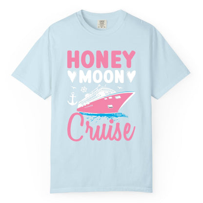 Honeymoon Cruise Shirt - Romantic Nautical Couple Vacation Outfit (Comfort Color) in Chambray - Honeymoon Cruise Shirt - Romantic Nautical Hearts Couple Apparel