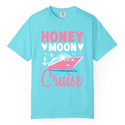 Honeymoon Cruise Shirt - Romantic Nautical Couple Vacation Outfit (Comfort Color) in Lagoon Blue - Honeymoon Cruise Shirt - Romantic Nautical Hearts Couple Apparel