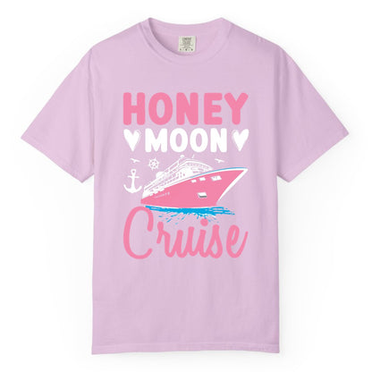 Honeymoon Cruise Shirt - Romantic Nautical Couple Vacation Outfit (Comfort Color) in Orchid - Honeymoon Cruise Shirt - Romantic Nautical Hearts Couple Apparel