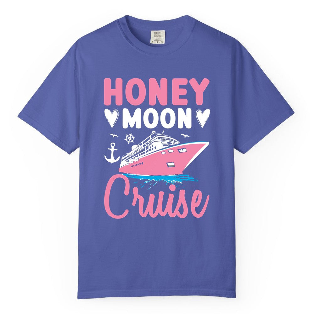 Honeymoon Cruise Shirt - Romantic Nautical Couple Vacation Outfit (Comfort Color) in Periwinkle - Honeymoon Cruise Shirt - Romantic Nautical Hearts Couple Apparel