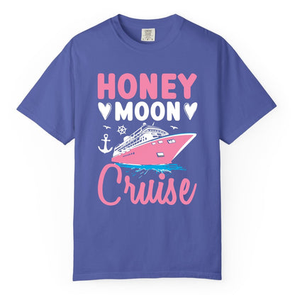 Honeymoon Cruise Shirt - Romantic Nautical Couple Vacation Outfit (Comfort Color) in Periwinkle - Honeymoon Cruise Shirt - Romantic Nautical Hearts Couple Apparel