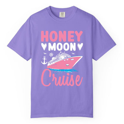 Honeymoon Cruise Shirt - Romantic Nautical Couple Vacation Outfit (Comfort Color) in Violet - Honeymoon Cruise Shirt - Romantic Nautical Hearts Couple Apparel
