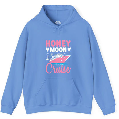 Honeymoon Cruise Shirt - Romantic Nautical Couple Vacation Outfit (Hoodie) in Carolina Blue - Honeymoon Cruise Shirt - Romantic Nautical Hearts Couple Apparel