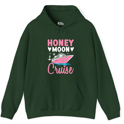 Honeymoon Cruise Shirt - Romantic Nautical Couple Vacation Outfit (Hoodie) in Forest Green - Honeymoon Cruise Shirt - Romantic Nautical Hearts Couple Apparel