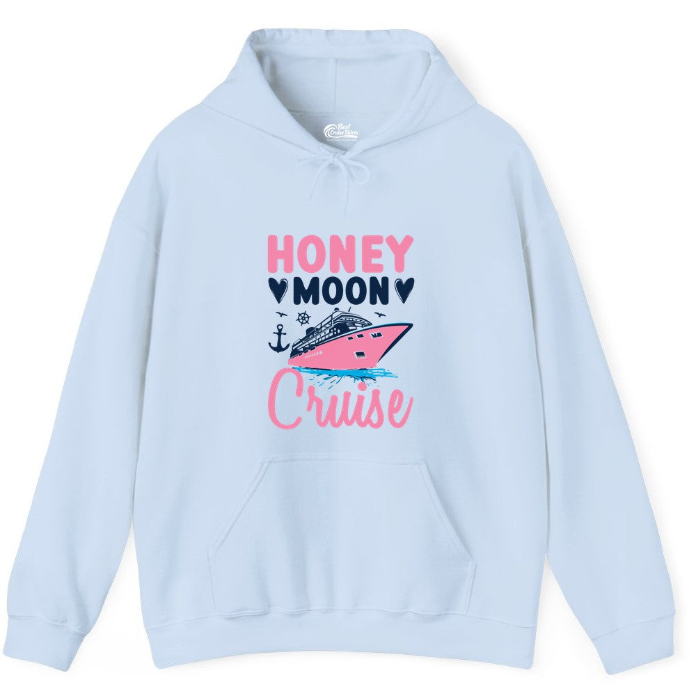 Honeymoon Cruise Shirt - Romantic Nautical Couple Vacation Outfit (Hoodie) in Light Blue - Honeymoon Cruise Shirt - Romantic Nautical Hearts Couple Apparel