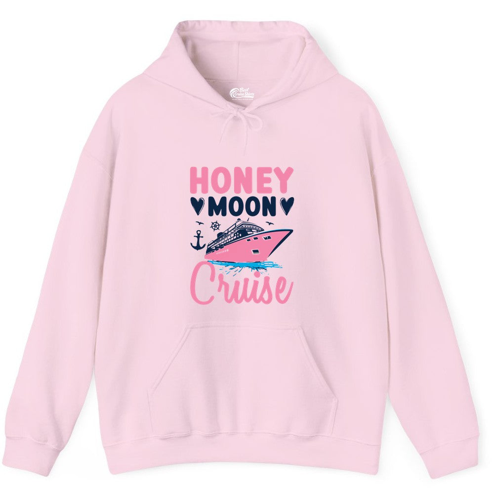 Honeymoon Cruise Shirt - Romantic Nautical Couple Vacation Outfit (Hoodie) in Light Pink - Honeymoon Cruise Shirt - Romantic Nautical Hearts Couple Apparel