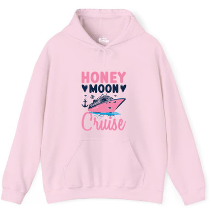 Honeymoon Cruise Shirt - Romantic Nautical Couple Vacation Outfit (Hoodie) in Light Pink - Honeymoon Cruise Shirt - Romantic Nautical Hearts Couple Apparel