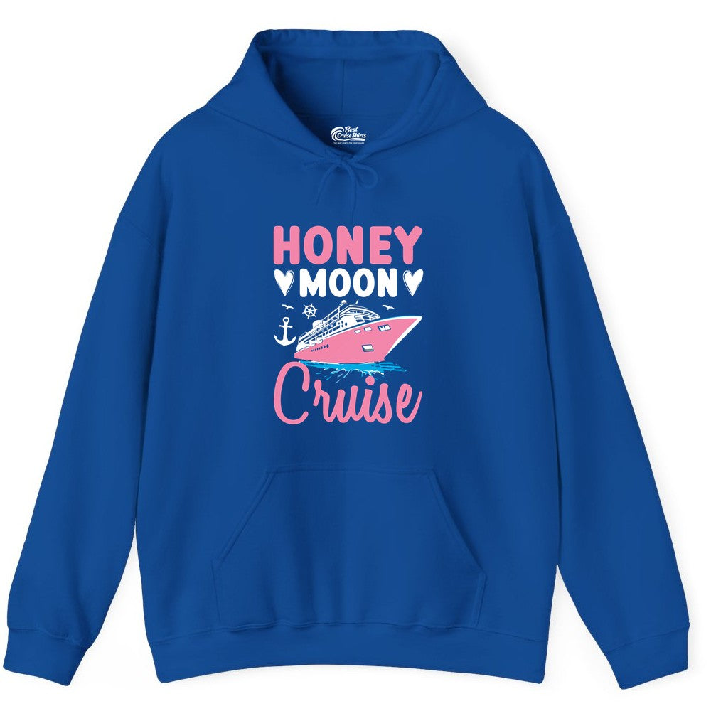 Honeymoon Cruise Shirt - Romantic Nautical Couple Vacation Outfit (Hoodie) in Royal - Honeymoon Cruise Shirt - Romantic Nautical Hearts Couple Apparel