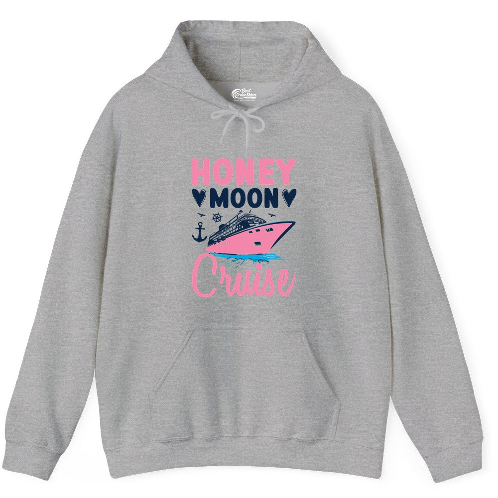 Honeymoon Cruise Shirt - Romantic Nautical Couple Vacation Outfit (Hoodie) in Sport Grey - Honeymoon Cruise Shirt - Romantic Nautical Hearts Couple Apparel