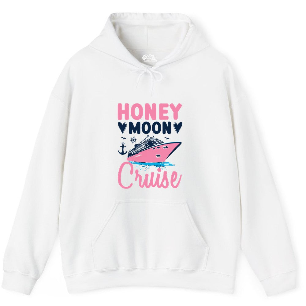 Honeymoon Cruise Shirt - Romantic Nautical Couple Vacation Outfit (Hoodie) in White - Honeymoon Cruise Shirt - Romantic Nautical Hearts Couple Apparel
