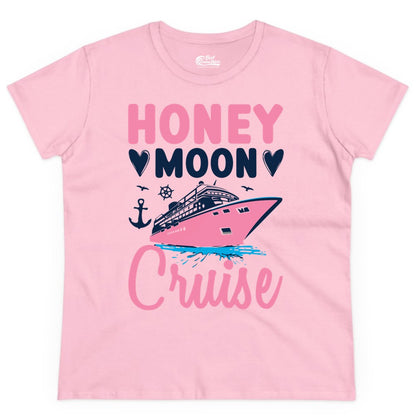 Honeymoon Cruise Shirt - Romantic Nautical Couple Vacation Outfit (Ladies Tee) in Light Pink - Honeymoon Cruise Shirt - Romantic Nautical Hearts Couple Apparel