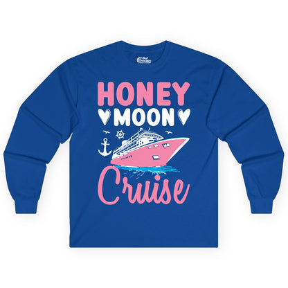 Honeymoon Cruise Shirt - Romantic Nautical Couple Vacation Outfit (Long Sleeve) in Royal - Honeymoon Cruise Shirt - Romantic Nautical Hearts Couple Apparel