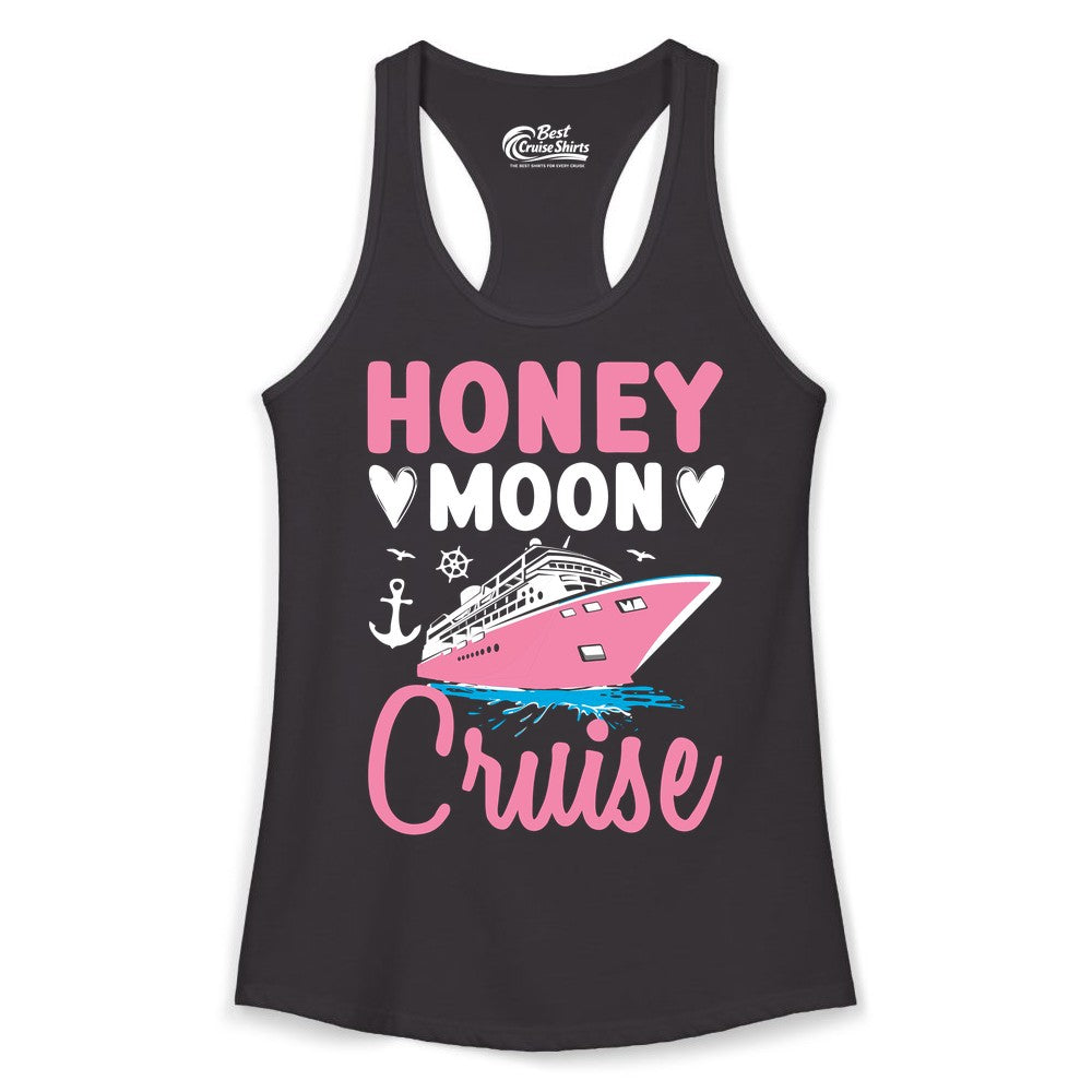 Honeymoon Cruise Shirt - Romantic Nautical Couple Vacation Outfit (Ladies Tank) in Black - Honeymoon Cruise Shirt - Romantic Nautical Hearts Couple Apparel