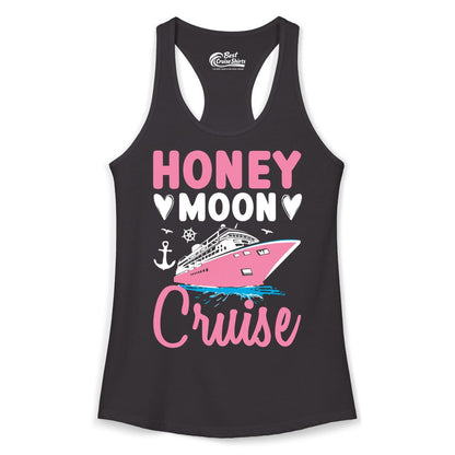 Honeymoon Cruise Shirt - Romantic Nautical Couple Vacation Outfit (Ladies Tank) in Black - Honeymoon Cruise Shirt - Romantic Nautical Hearts Couple Apparel