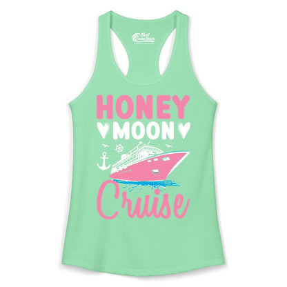 Honeymoon Cruise Shirt - Romantic Nautical Couple Vacation Outfit (Ladies Tank) in Solid Mint - Honeymoon Cruise Shirt - Romantic Nautical Hearts Couple Apparel