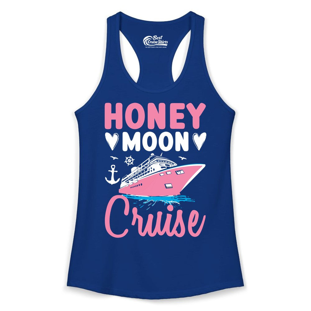 Honeymoon Cruise Shirt - Romantic Nautical Couple Vacation Outfit (Ladies Tank) in Solid Royal - Honeymoon Cruise Shirt - Romantic Nautical Hearts Couple Apparel