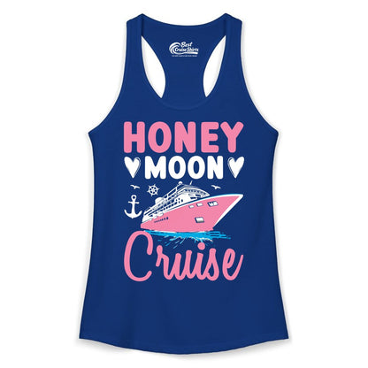 Honeymoon Cruise Shirt - Romantic Nautical Couple Vacation Outfit (Ladies Tank) in Solid Royal - Honeymoon Cruise Shirt - Romantic Nautical Hearts Couple Apparel