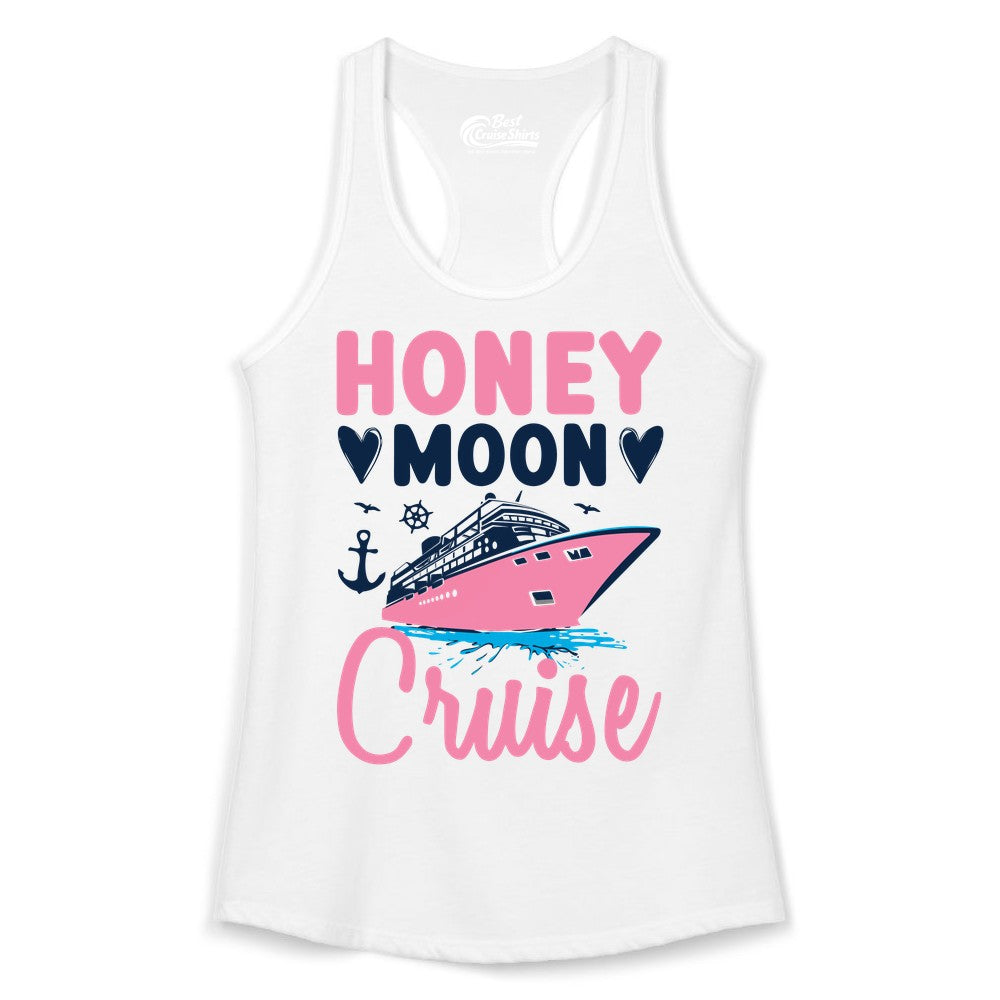 Honeymoon Cruise Shirt - Romantic Nautical Couple Vacation Outfit (Ladies Tank) in White - Honeymoon Cruise Shirt - Romantic Nautical Hearts Couple Apparel