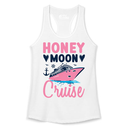 Honeymoon Cruise Shirt - Romantic Nautical Couple Vacation Outfit (Ladies Tank) in White - Honeymoon Cruise Shirt - Romantic Nautical Hearts Couple Apparel