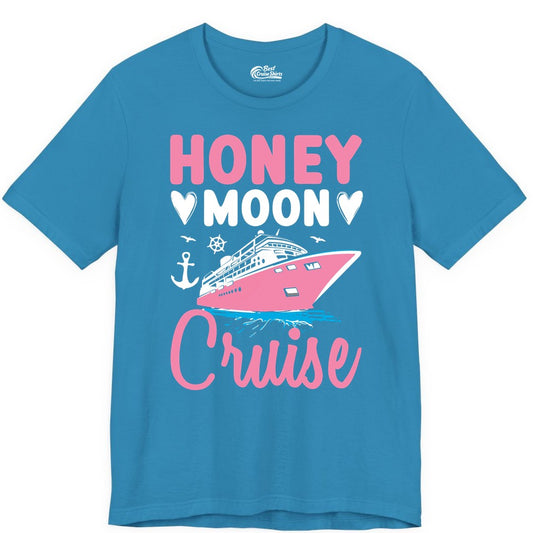 Honeymoon Cruise Shirt - Romantic Nautical Couple Vacation Outfit (Premium Tee) in Aqua - Honeymoon Cruise Shirt - Romantic Nautical Hearts Couple Apparel