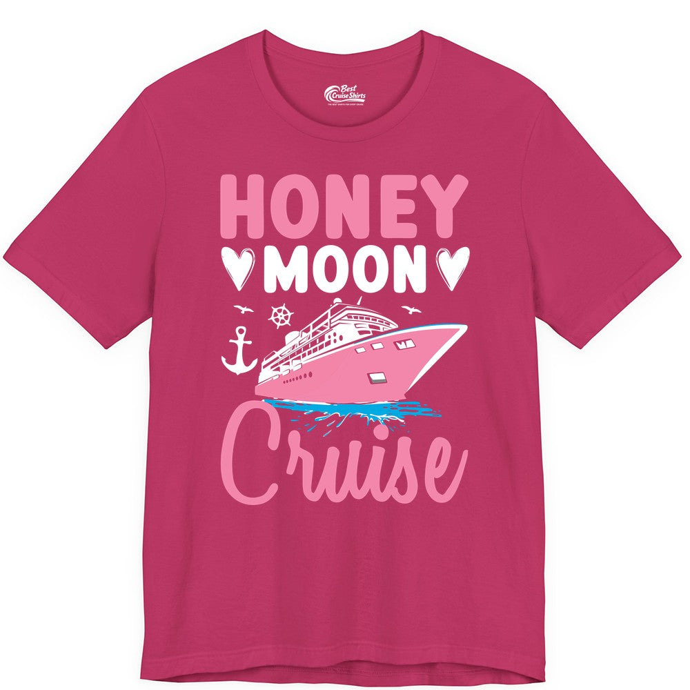 Honeymoon Cruise Shirt - Romantic Nautical Couple Vacation Outfit (Premium Tee) in Berry - Honeymoon Cruise Shirt - Romantic Nautical Hearts Couple Apparel