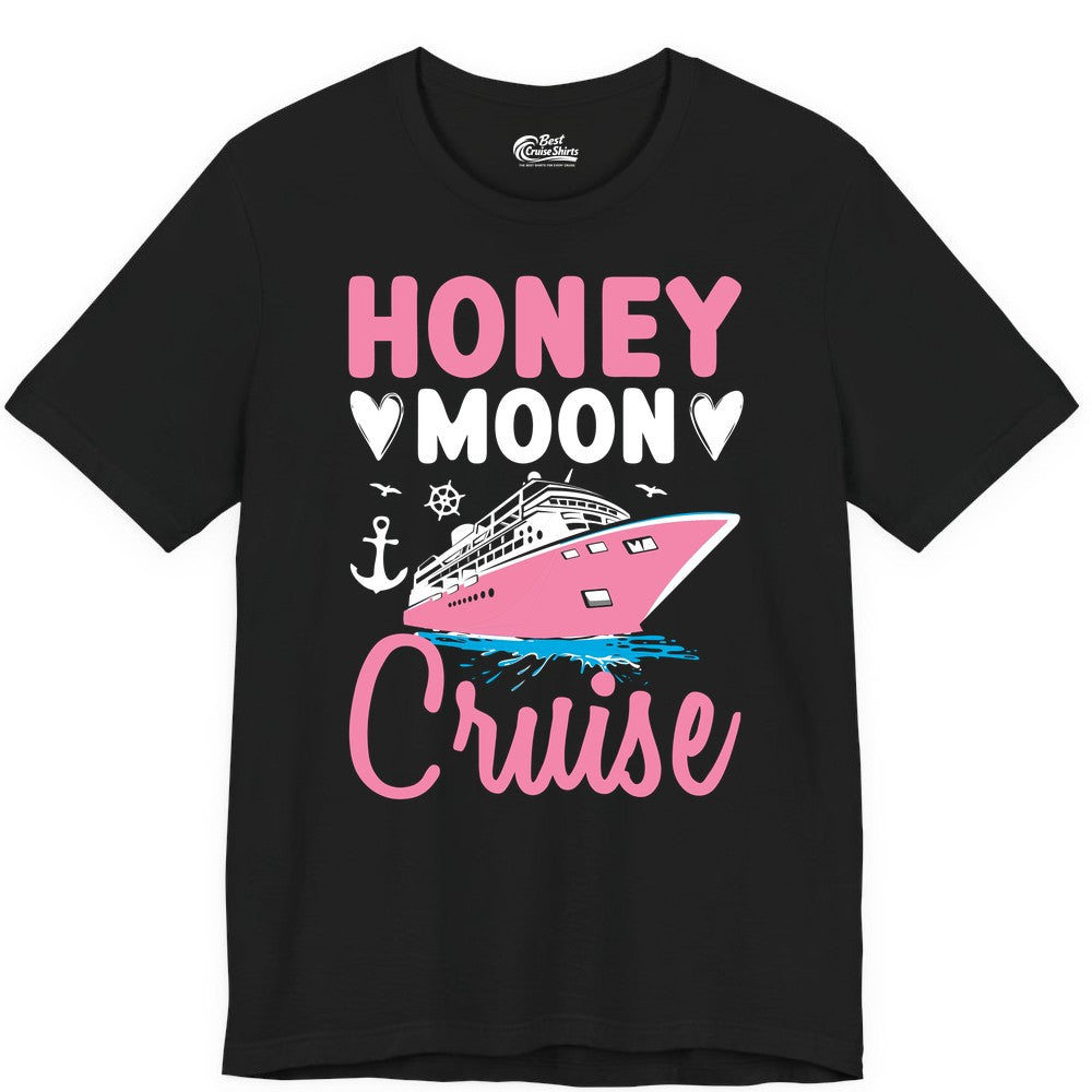 Honeymoon Cruise Shirt - Romantic Nautical Couple Vacation Outfit (Premium Tee) in Black - Honeymoon Cruise Shirt - Romantic Nautical Hearts Couple Apparel