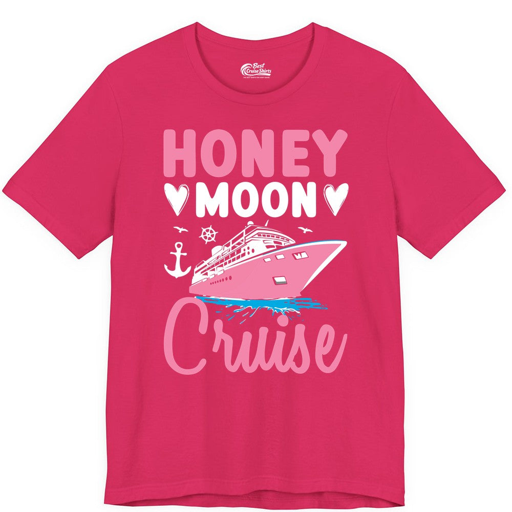 Honeymoon Cruise Shirt - Romantic Nautical Couple Vacation Outfit (Premium Tee) in Fuchsia - Honeymoon Cruise Shirt - Romantic Nautical Hearts Couple Apparel