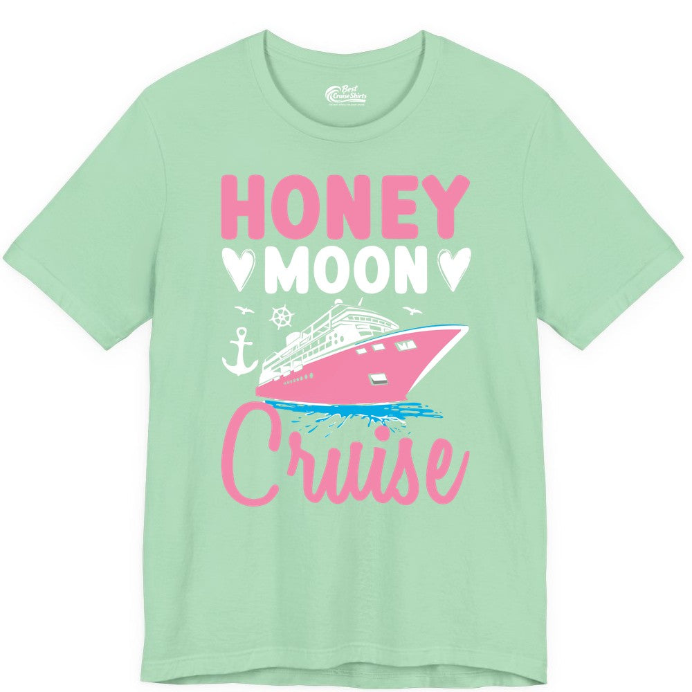 Honeymoon Cruise Shirt - Romantic Nautical Couple Vacation Outfit (Premium Tee) in Mint - Honeymoon Cruise Shirt - Romantic Nautical Hearts Couple Apparel
