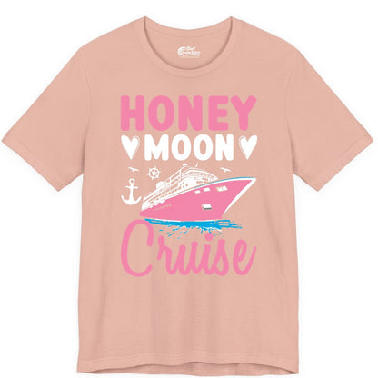 Honeymoon Cruise Shirt - Romantic Nautical Couple Vacation Outfit (Premium Tee) in Peach - Honeymoon Cruise Shirt - Romantic Nautical Hearts Couple Apparel
