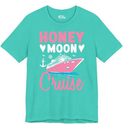 Honeymoon Cruise Shirt - Romantic Nautical Couple Vacation Outfit (Premium Tee) in Teal - Honeymoon Cruise Shirt - Romantic Nautical Hearts Couple Apparel