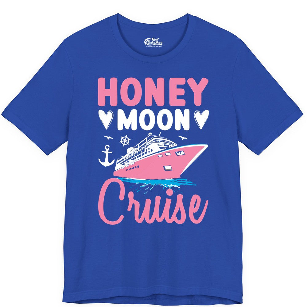 Honeymoon Cruise Shirt - Romantic Nautical Couple Vacation Outfit (Premium Tee) in True Royal - Honeymoon Cruise Shirt - Romantic Nautical Hearts Couple Apparel