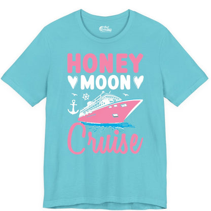 Honeymoon Cruise Shirt - Romantic Nautical Couple Vacation Outfit (Premium Tee) in Turquoise - Honeymoon Cruise Shirt - Romantic Nautical Hearts Couple Apparel
