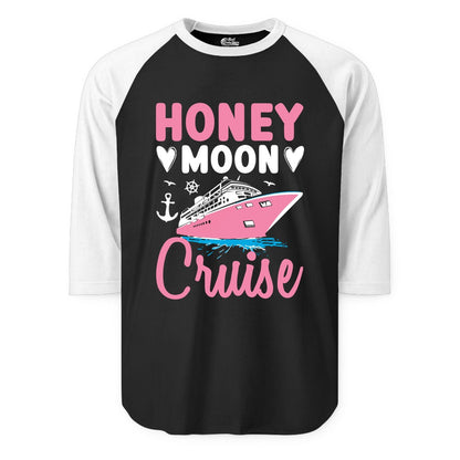 Honeymoon Cruise Shirt - Romantic Nautical Couple Vacation Outfit (Raglan) in BlackWhite - Honeymoon Cruise Shirt - Romantic Nautical Hearts Couple Apparel