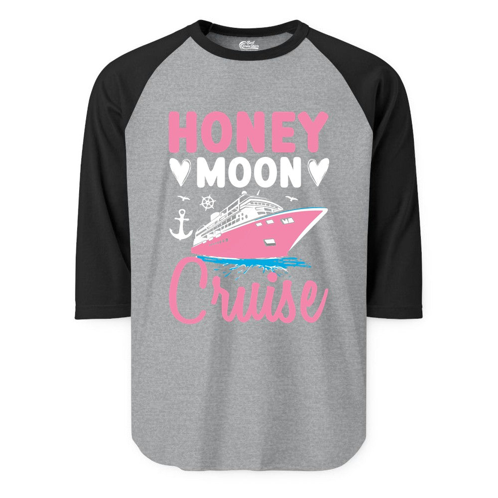 Honeymoon Cruise Shirt - Romantic Nautical Couple Vacation Outfit (Raglan) in Heather GreyBlack - Honeymoon Cruise Shirt - Romantic Nautical Hearts Couple Apparel