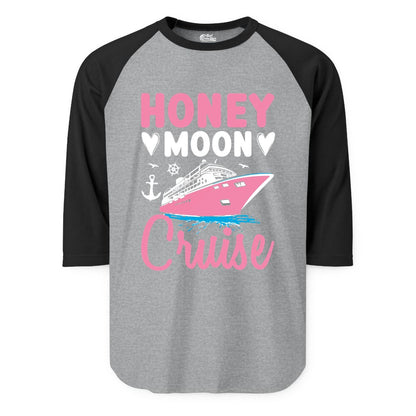 Honeymoon Cruise Shirt - Romantic Nautical Couple Vacation Outfit (Raglan) in Heather GreyBlack - Honeymoon Cruise Shirt - Romantic Nautical Hearts Couple Apparel