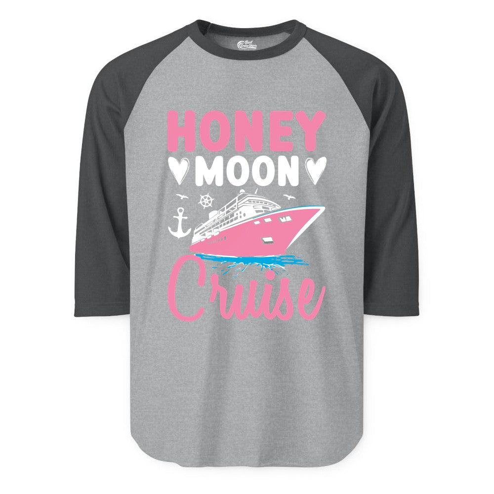 Honeymoon Cruise Shirt - Romantic Nautical Couple Vacation Outfit (Raglan) in Heather GreyHeather Charcoal - Honeymoon Cruise Shirt - Romantic Nautical Hearts Couple Apparel