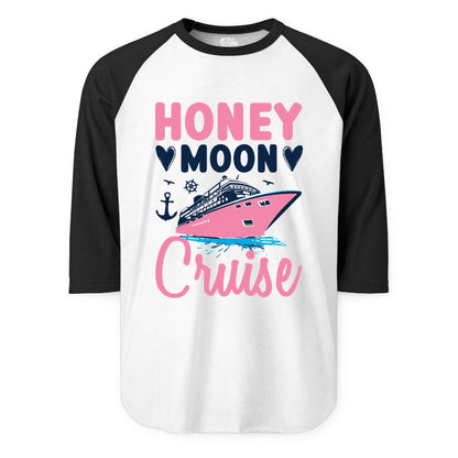 Honeymoon Cruise Shirt - Romantic Nautical Couple Vacation Outfit (Raglan) in WhiteBlack - Honeymoon Cruise Shirt - Romantic Nautical Hearts Couple Apparel