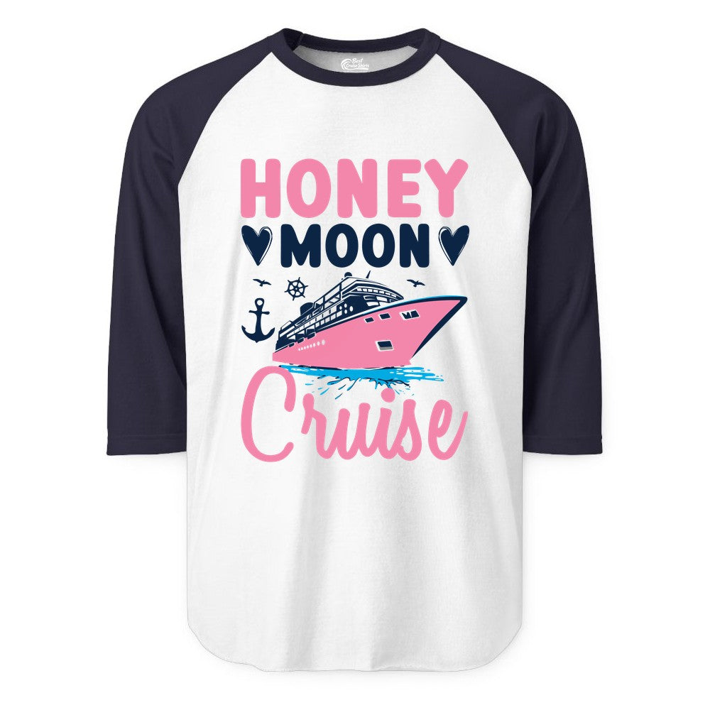 Honeymoon Cruise Shirt - Romantic Nautical Couple Vacation Outfit (Raglan) in WhiteNavy - Honeymoon Cruise Shirt - Romantic Nautical Hearts Couple Apparel