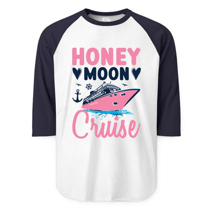 Honeymoon Cruise Shirt - Romantic Nautical Couple Vacation Outfit (Raglan) in WhiteNavy - Honeymoon Cruise Shirt - Romantic Nautical Hearts Couple Apparel