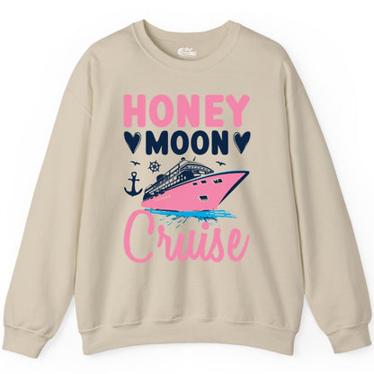 Honeymoon Cruise Shirt - Romantic Nautical Couple Vacation Outfit (Sweatshirt) in Sand - Honeymoon Cruise Shirt - Romantic Nautical Hearts Couple Apparel