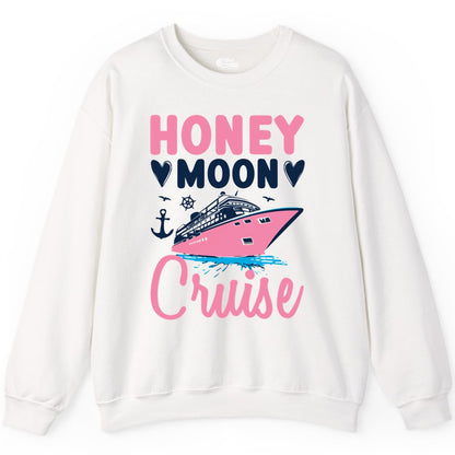 Honeymoon Cruise Shirt - Romantic Nautical Couple Vacation Outfit (Sweatshirt) in White - Honeymoon Cruise Shirt - Romantic Nautical Hearts Couple Apparel