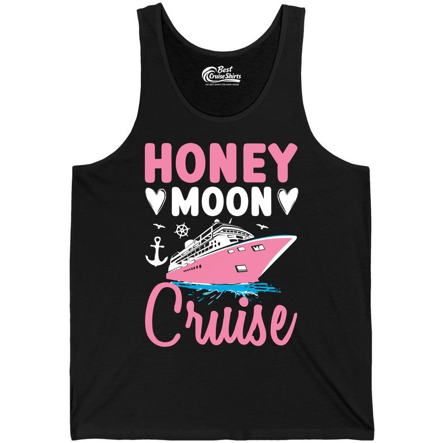 Honeymoon Cruise Shirt - Romantic Nautical Couple Vacation Outfit (Tank Top) in Black - Honeymoon Cruise Shirt - Romantic Nautical Hearts Couple Apparel