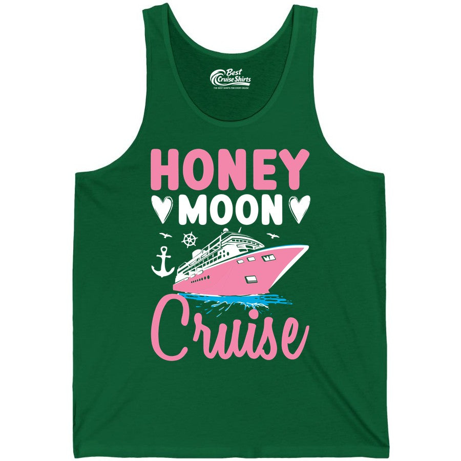 Honeymoon Cruise Shirt - Romantic Nautical Couple Vacation Outfit (Tank Top) in Kelly - Honeymoon Cruise Shirt - Romantic Nautical Hearts Couple Apparel