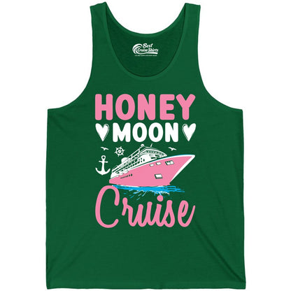 Honeymoon Cruise Shirt - Romantic Nautical Couple Vacation Outfit (Tank Top) in Kelly - Honeymoon Cruise Shirt - Romantic Nautical Hearts Couple Apparel