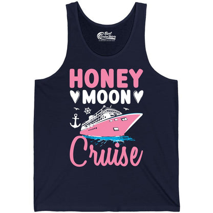 Honeymoon Cruise Shirt - Romantic Nautical Couple Vacation Outfit (Tank Top) in Navy - Honeymoon Cruise Shirt - Romantic Nautical Hearts Couple Apparel