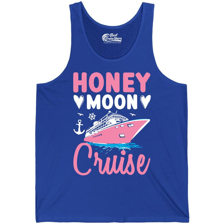 Honeymoon Cruise Shirt - Romantic Nautical Couple Vacation Outfit (Tank Top) in True Royal - Honeymoon Cruise Shirt - Romantic Nautical Hearts Couple Apparel
